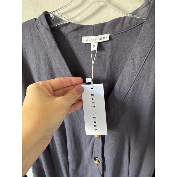 BalticBorn Linen Jumpsuit Gray Blue Purple Size Small NEW - Picture 8 of 10